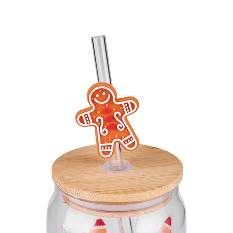 Karaca New Year Christmas Gingerbread Man Mug with Straw, 460ml, Multi