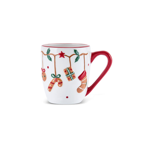 Karaca New Year Christmas Candy Cane Mug, Multi