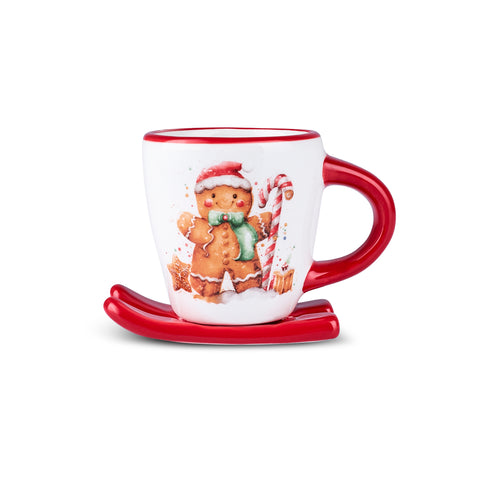 Karaca New Year Christmas Cute Gingerbread Man Coffee Cup, Multi