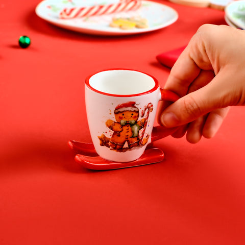 Karaca New Year Christmas Cute Gingerbread Man Coffee Cup, Multi