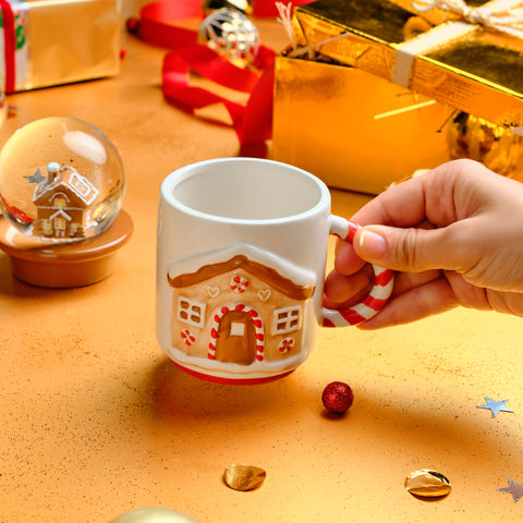 Karaca New Year Christmas House Snowball Mug, 390ml, Multi