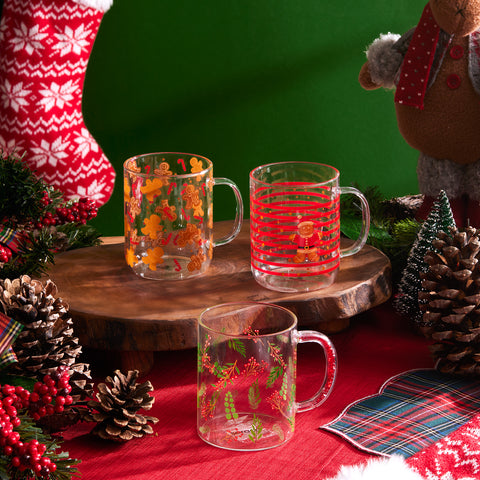 Karaca New Year Christmas Borosilicate Mug with Jeweled Handle, 400ml, Multi