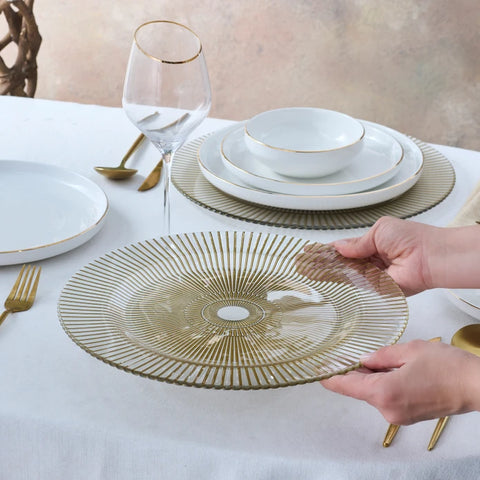 Lorie Round Golden Placemat, 33cm