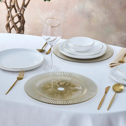 Lorie Round Golden Placemat, 33cm