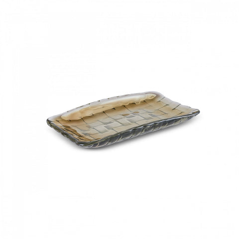 Karaca Braid Lustrous Glass Small Serving Platter, 16x8.5cm, Luster