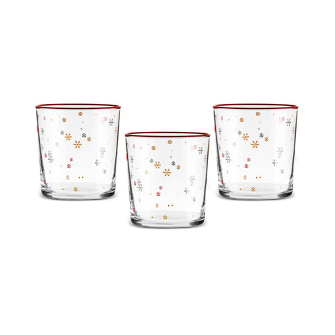 Karaca Home New Year Christmas 3-Piece Snowy Water Glass Set, 380ml, Multi