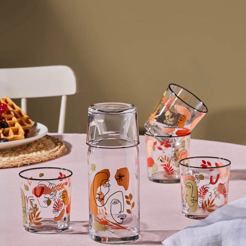 Karaca Face 5-Piece Tumbler Glass Set, Multi