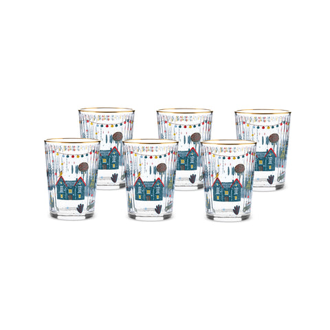 Karaca Home New Year Christmas 6-Piece Chick Glass Tumbler Set, 500ml, Multi