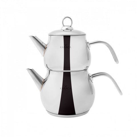 Karaca Layla Stainless Steel Induction Teapot Set, Midi, Silver