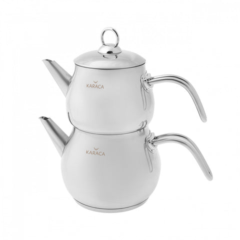 Karaca Layla Stainless Steel Induction Teapot Set, Midi, Silver