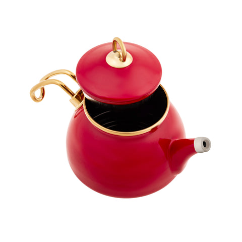 Karaca Retro Enamel Induction Teapot Set, Red