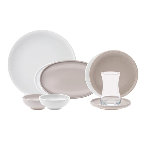 Karaca Cordelia Porcelain 26 Piece Breakfast Service Set for 6 People, Grey