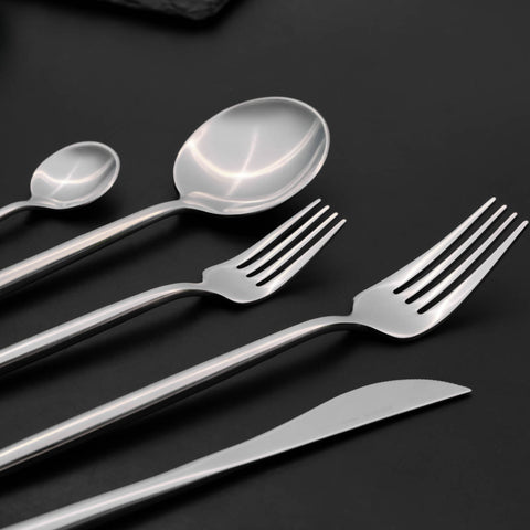 Karaca Jupiter 60-Piece Stainless Steel Cutlery Set for 12 People, Platinum