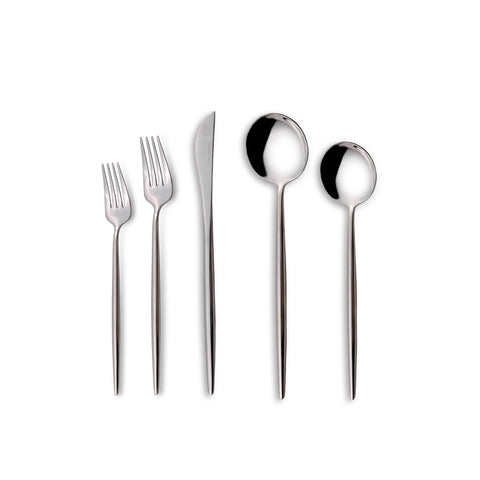 Karaca Jupiter 60-Piece Stainless Steel Cutlery Set for 12 People, Platinum