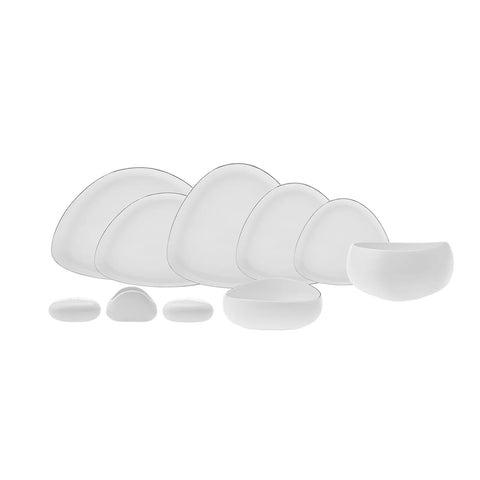 Karaca Streamline Tribe 59-Piece Bone China Dinner Set for 12 People, White Platinum