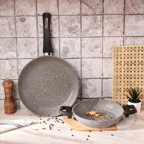 Karaca Gris Biogranite 2-Piece Non-Stick Pan Set, Grey