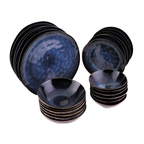 Karaca 24-Piece Reactive Glaze Dinner Set for 6 People, Blue