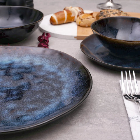 Karaca 24-Piece Reactive Glaze Dinner Set for 6 People, Blue