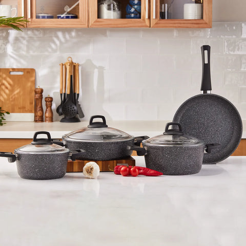 Karaca Atlas Biogranite 7-Piece Non-Stick Cookware Set, Grey