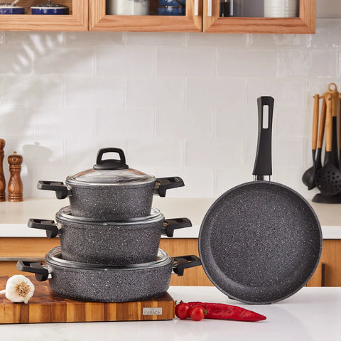 Karaca Atlas Biogranite 7-Piece Non-Stick Cookware Set, Grey