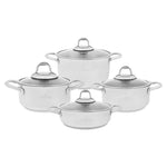 Karaca Granada 8-Piece Stainless Steel Induction Cookware Set, Silver