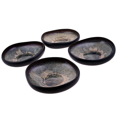 Karaca Galactic Reactive Glaze Pasta Bowl Set for 4 People, 21cm, Black Multi