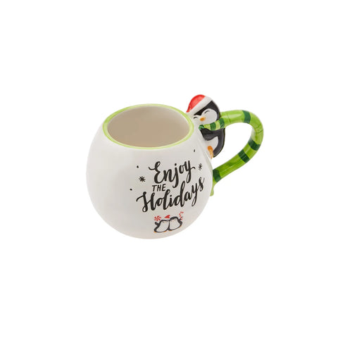 Karaca New Year Christmas Penguin Ceramic Mug, 500ml, Multi