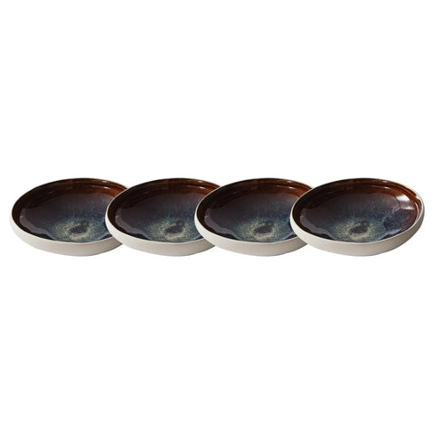 Karaca 4 Piece Galactic Reactive Glaze Pasta Bowl Set for 4 People, White Multi