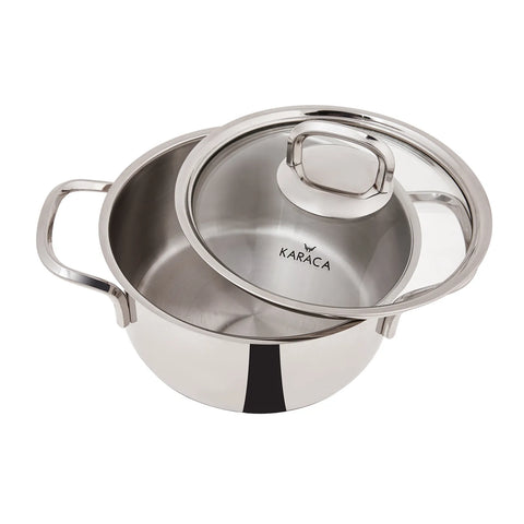 Karaca Sakura Powersteel 8-Piece 316+ Stainless Steel Induction Cookware Set, Silver