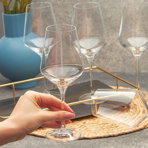 Karaca Krs 6 Piece Crystal Glass Wine Glasses Set, 390ml, Transparent