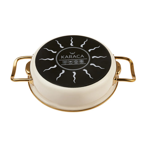 Karaca Retro 2-Piece Enamel Induction Pan Set, Cream Gold