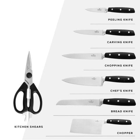 Karaca Create 7 Piece Knife Block Set, Black