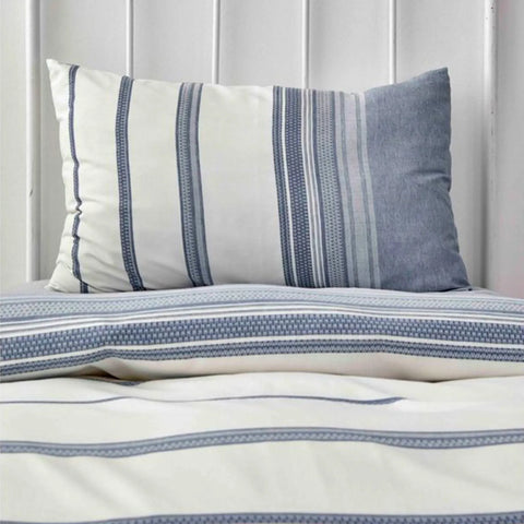 Karaca Home Dobby Woven Duvet Cover Set, Single, White Indigo