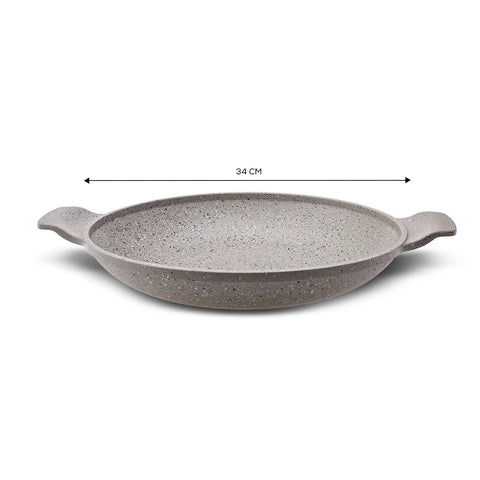 Karaca Love of Kitchen Biogranite Non-Stick Frying Pan for Diced and Roasted Meat, 34cm, Grey