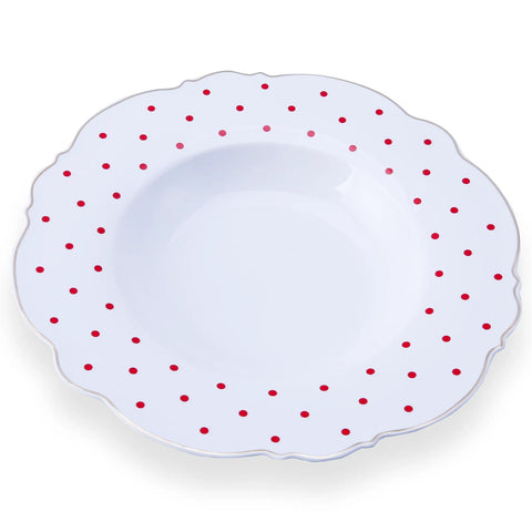 Karaca​ Romantic Porcelain Pasta Bowl, 23cm, Red White