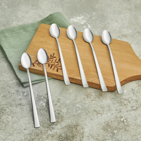 Karaca Arcadia 6-Piece Stainless Steel Latte Spoon Set, 21cm, Silver