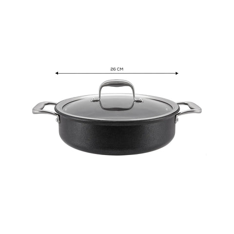 Karaca BioDiamond Pro Induction Shallow Casserole with Lid, 26cm, Black