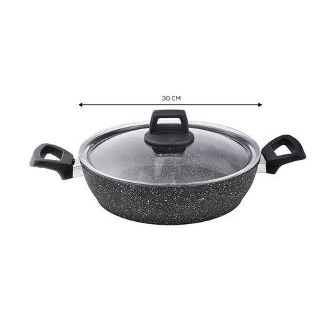 Karaca Viento Biogranite Non-Stick Shallow Casserole with Lid, 30cm, Black