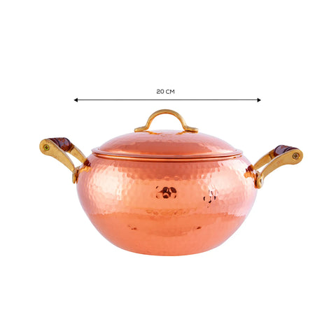 Karaca Mesopotamia Copper Shallow Casserole with Lid, 20cm, Copper