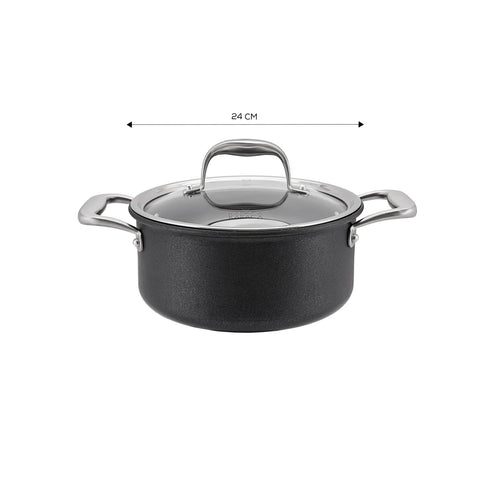 Karaca BioDiamond Pro Non-Stick Induction Stockpot with Lid, 24cm, Black