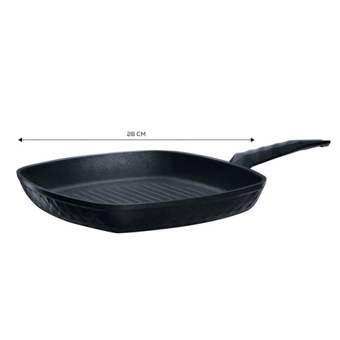 Karaca BioDiamond Non-Stick Antibacterial Handle Induction Griddle Pan, 28cm, Black