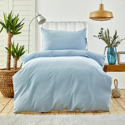 Karaca Home Fog 100% Turkish Cotton Duvet Cover Set, Single, Blue