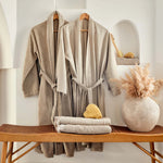 Karaca Home 4 Elements 100% Turkish Cotton Kimono Bathrobe, Small Medium, Beige