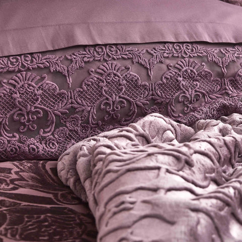 Karaca Home Valeria Best Bedding Set with Bed Sheet, 8 Piece, Double, Plum