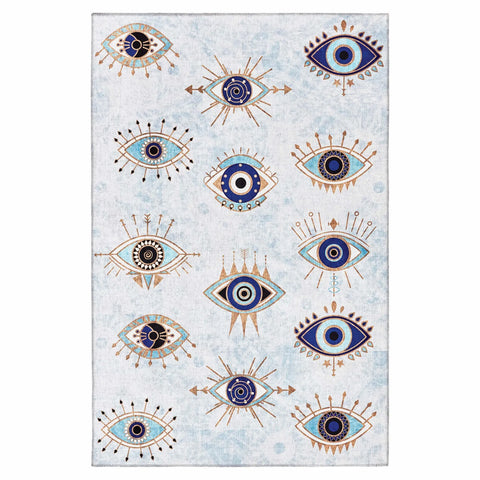 Kasmir Rugs Decorative Art Kitchen Evil Eye Kitchen Rug, 80cmx150cm, Blue