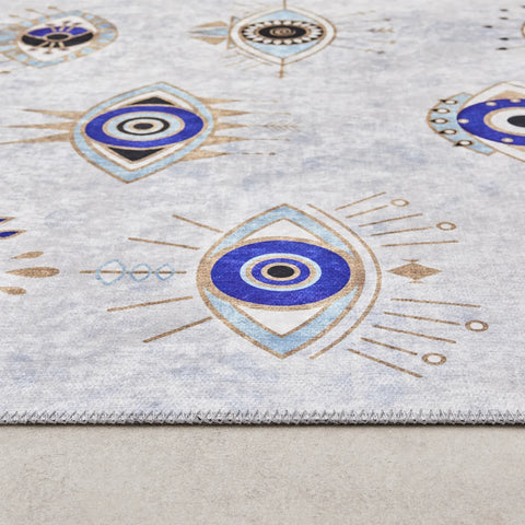 Kasmir Rugs Decorative Art Kitchen Evil Eye Kitchen Rug, 80cmx150cm, Blue