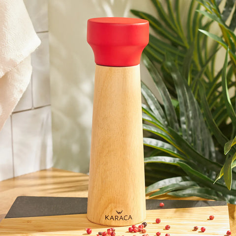 Karaca Arora Wooden Spice Grinder, 21cm, Wood Red