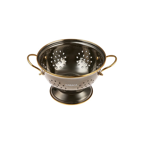 Karaca Troy Enamel Induction Colander, 22cm, Black Gold