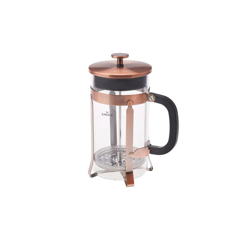 Karaca Borosilicate Glass Brushed Copper French Press, 1000ml, Copper Black