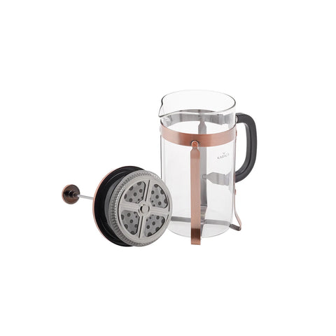 Karaca Borosilicate Glass Brushed Copper French Press, 1000ml, Copper Black